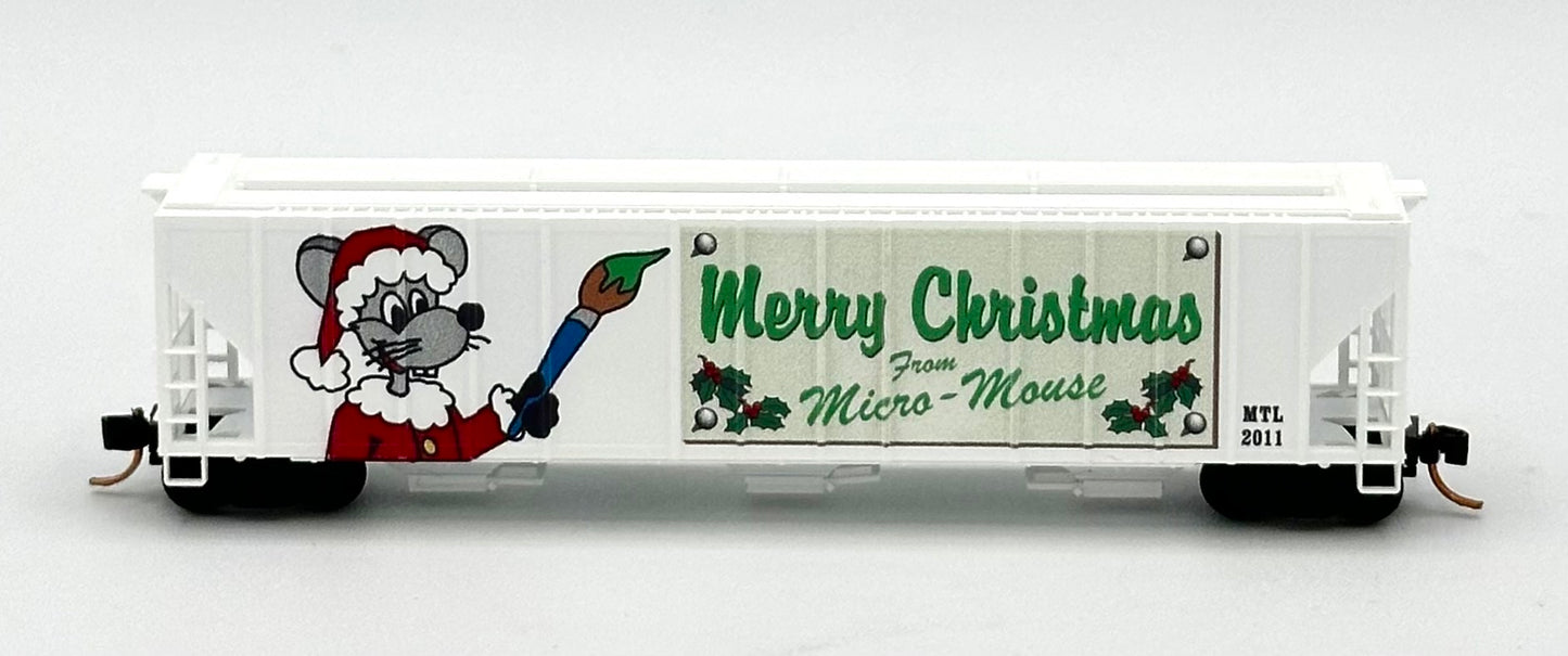 Micro Trains MTL N Scale 99 00 120 Micro Mouse 2011 Christmas 3-Bay Evans Covered Hopper