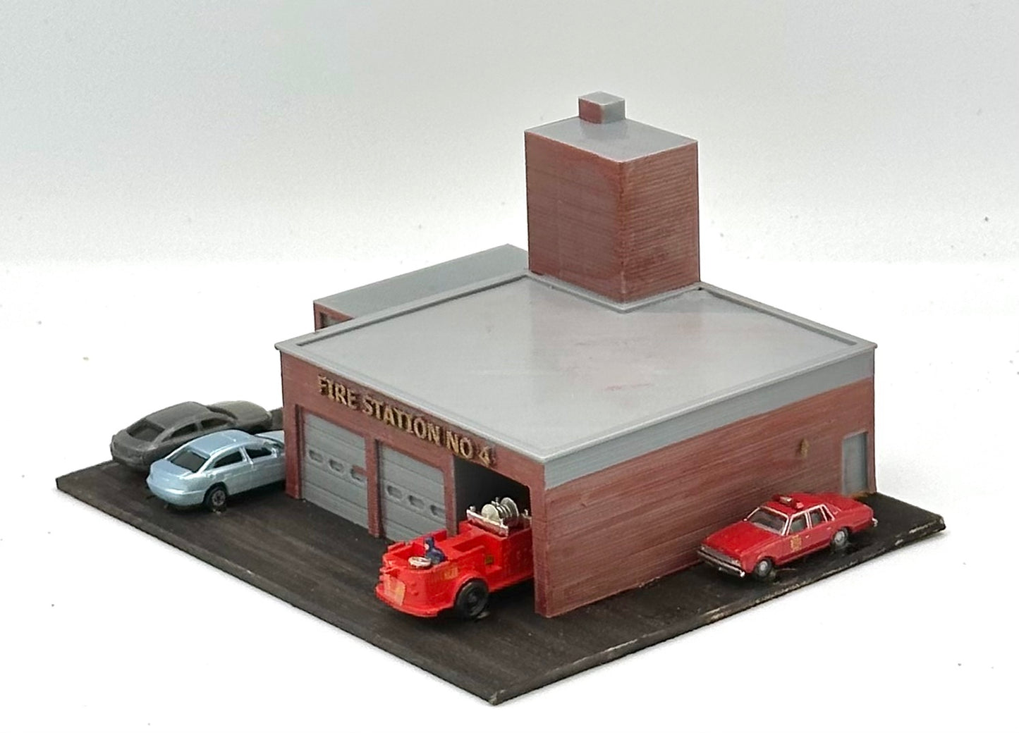 N Scale Custom Painted Modern Fire Station, Fully Assembled