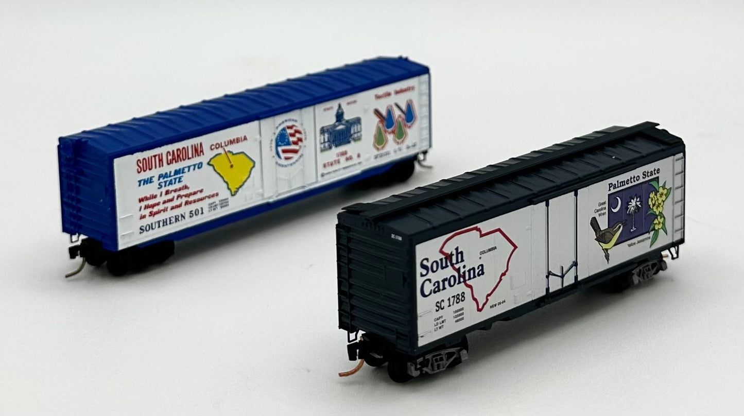 Micro Trains 21378 South Carolina State Car, Kadee 38110 BiCentennial South Carolina Box Car