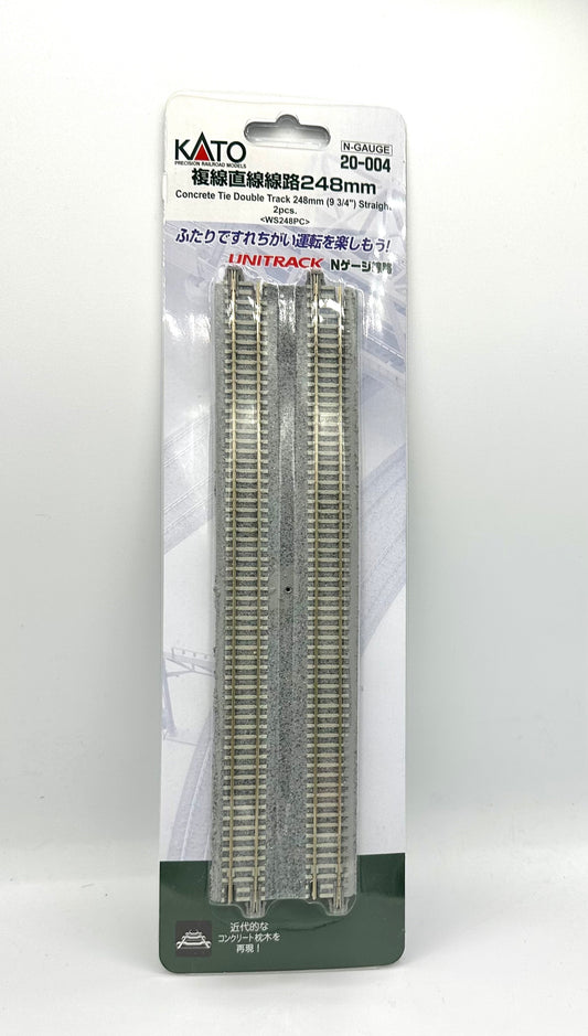 Kato N Scale UniTrack 20-004  2pc Concrete Tie Double Track 9 3/4"" Straight