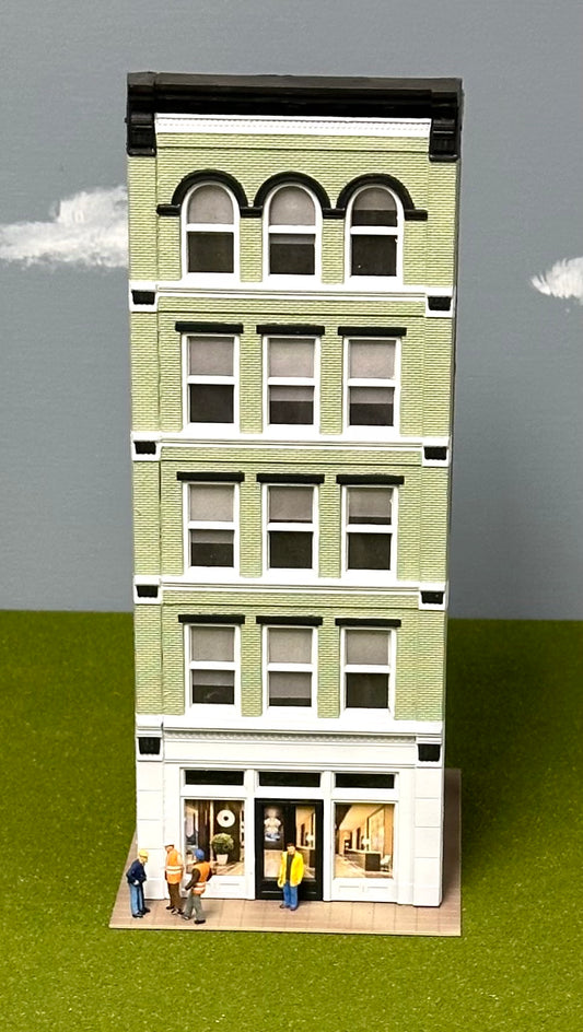 City Classics HO Scale Custom Painted 5-Story Art Deco Building Street Figures Lighted