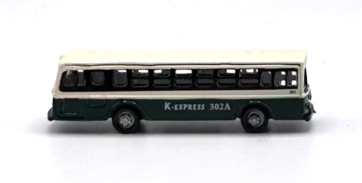 N Scale Vehicle K Express 302A City Coach/Bus Green/White Metal.