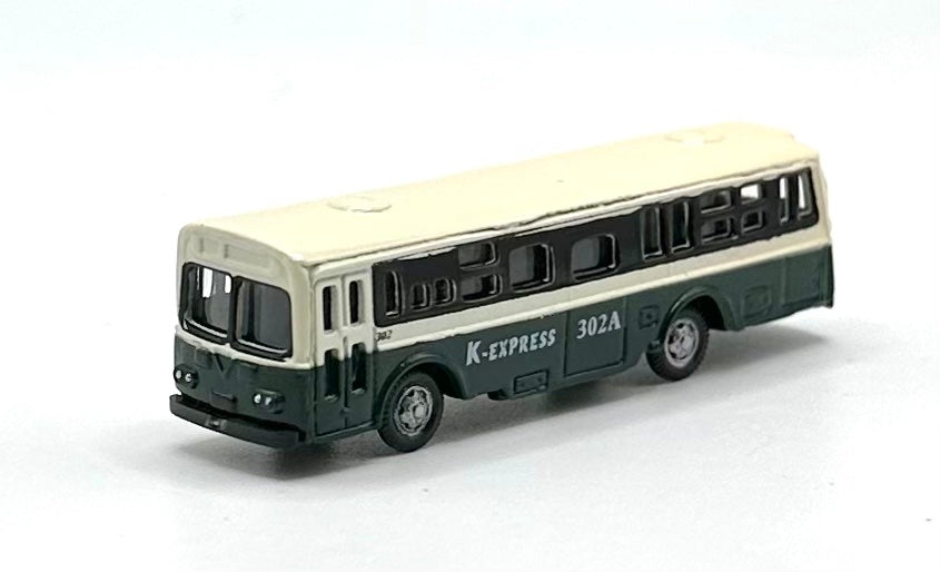 N Scale Vehicle K Express 302A City Coach/Bus Green/White Metal.