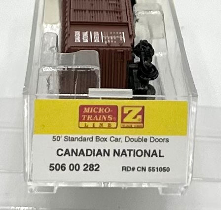 Micro Trains MTL Z Scale 506 00 282 Canadian National 50' Std. Box Car Double Doors