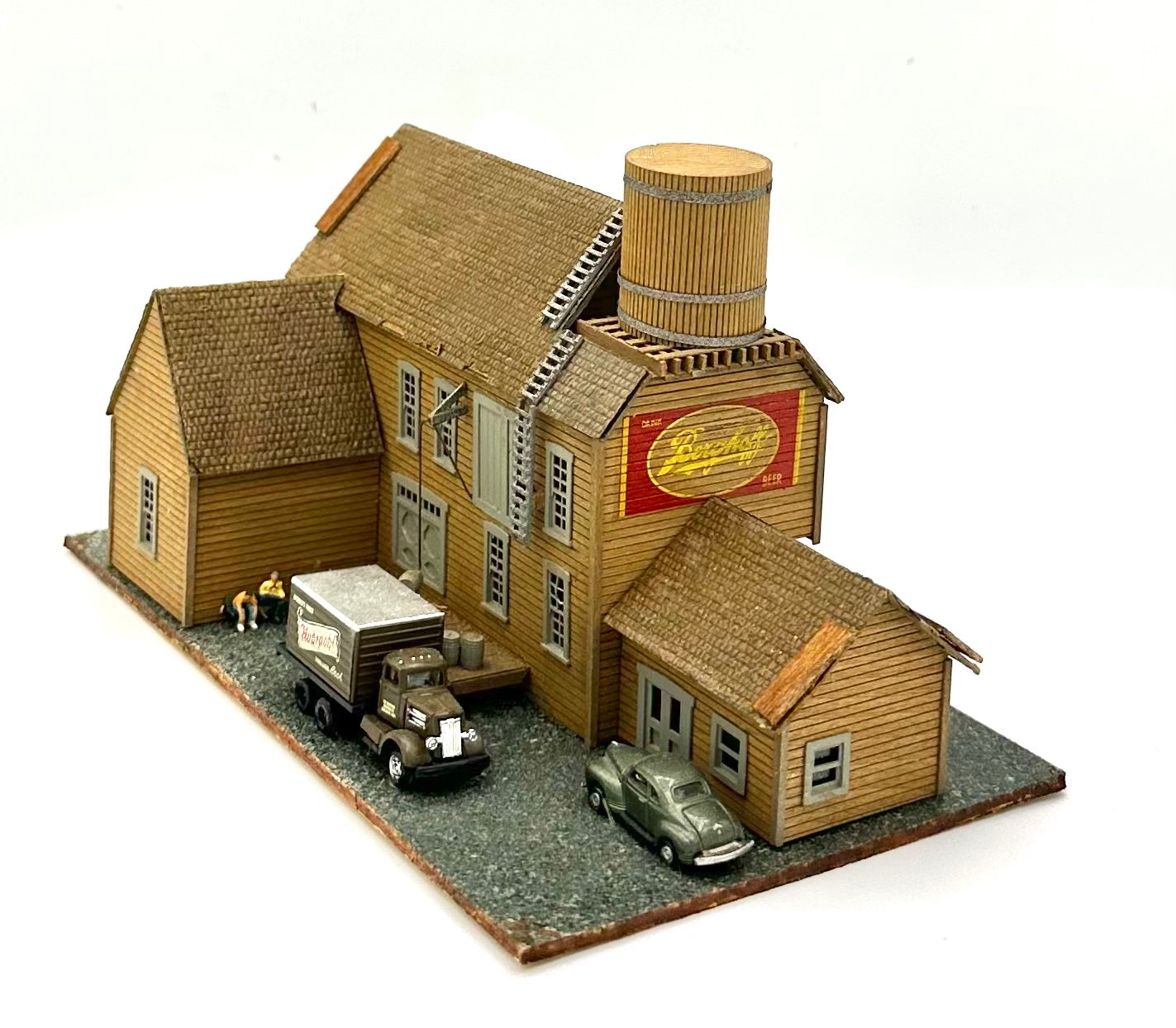 N Scale Custom Wooden  "Berghoff Brewery," Diorama