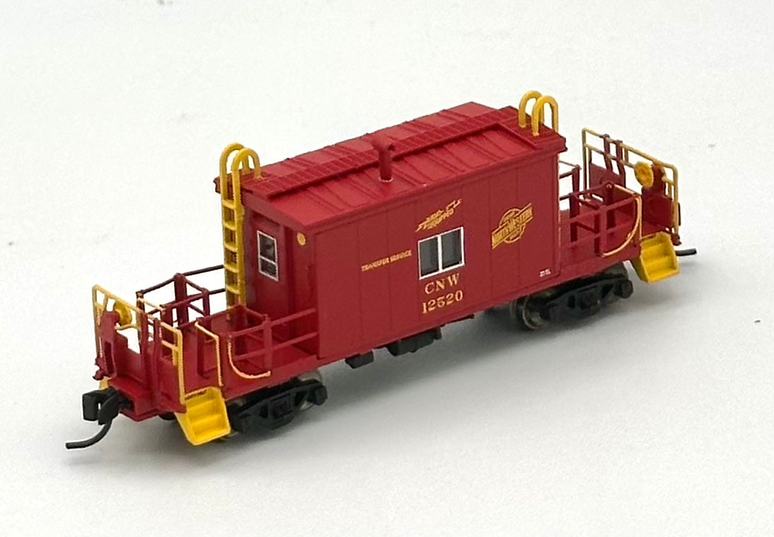 Bluford Shops N Scale 25091 Transfer Caboose -With Running Board , Chicago & North Western Red 12520