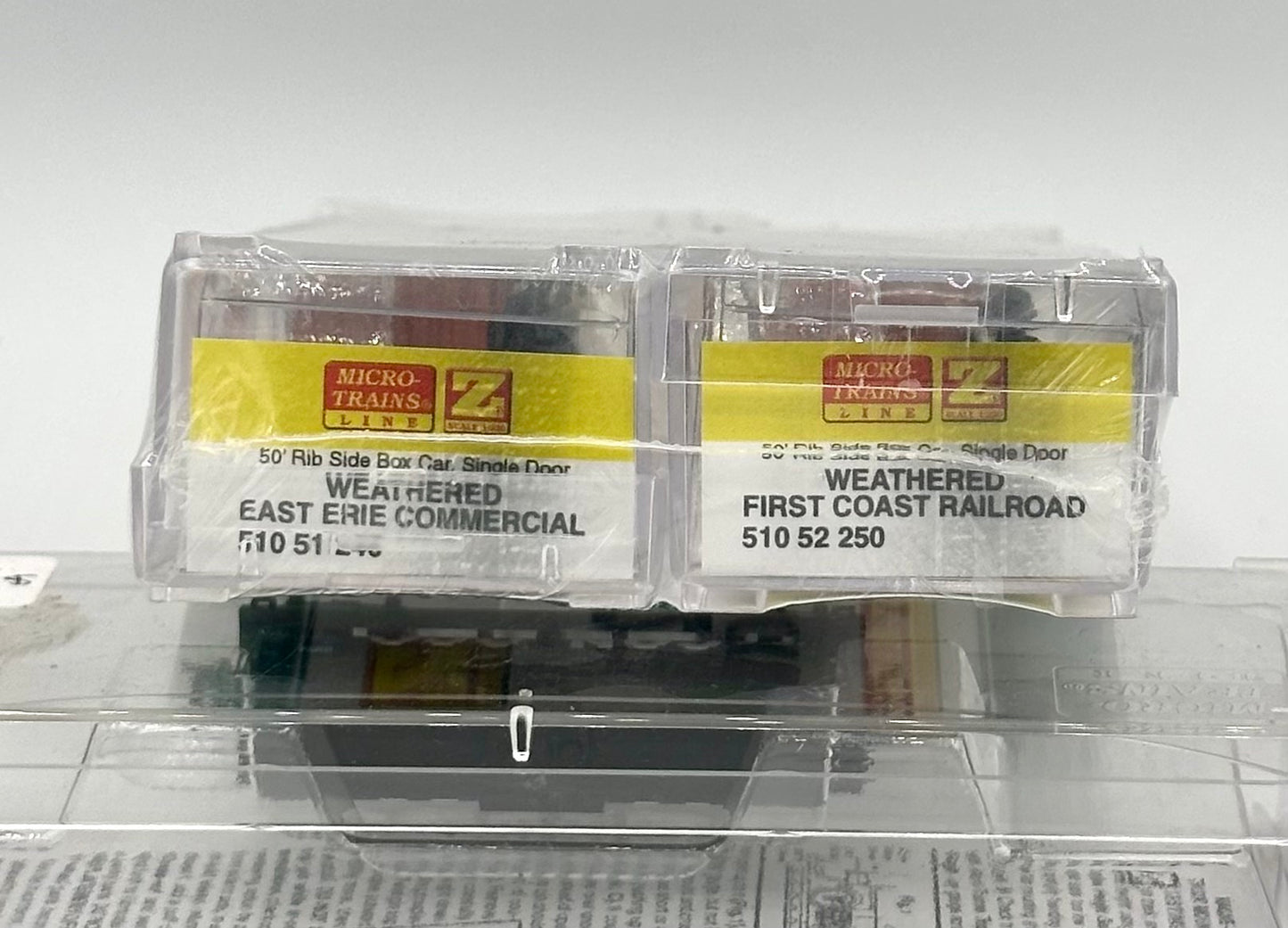 Micro Trains MTL Z Scale "The Creation Of Adam" Graffiti 50' Ribbed Box Car 2 Car Pack Factory Sealed