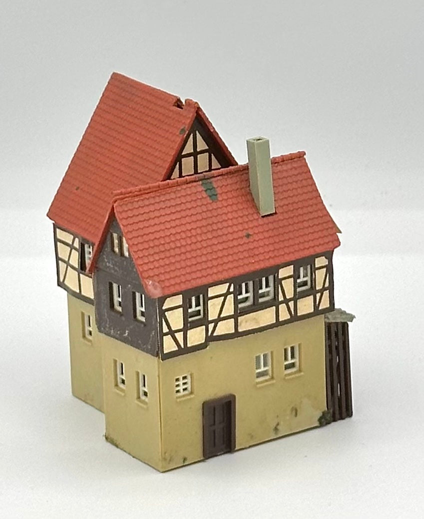 Kibri Z Scale 4-Story 1/2 Timber Framed Town House Weathered Fully Assembled