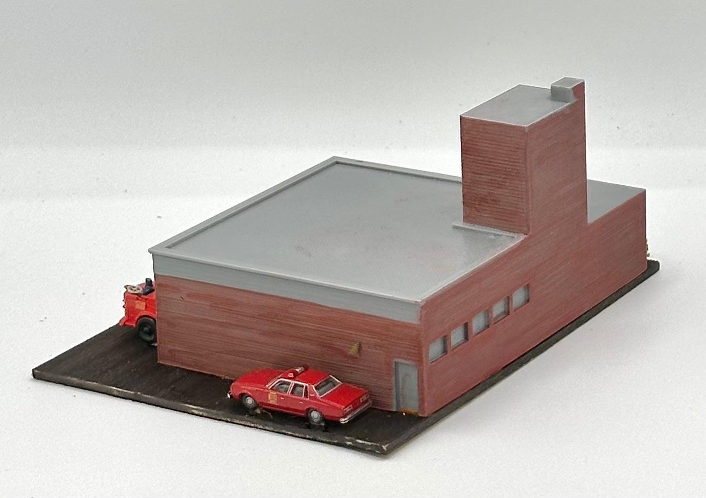 N Scale Custom Painted Modern Fire Station, Fully Assembled