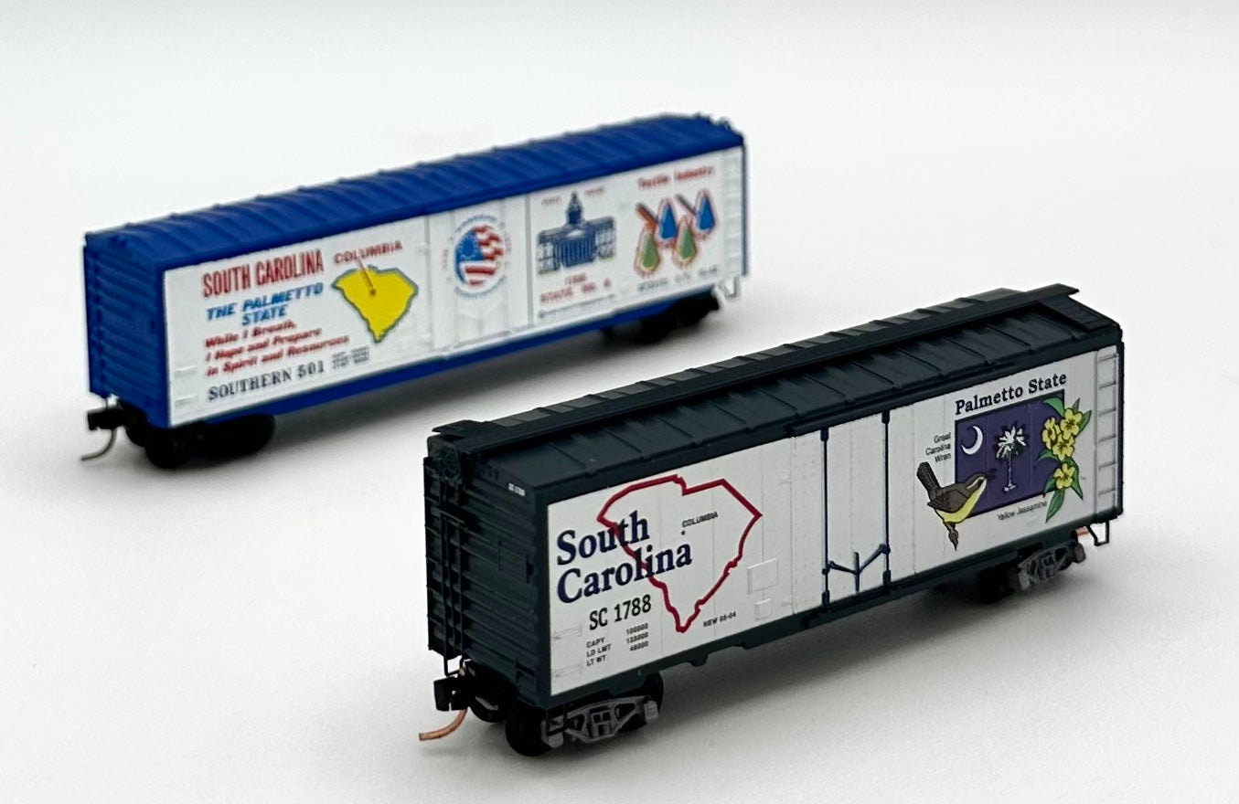 Micro Trains 21378 South Carolina State Car, Kadee 38110 BiCentennial South Carolina Box Car