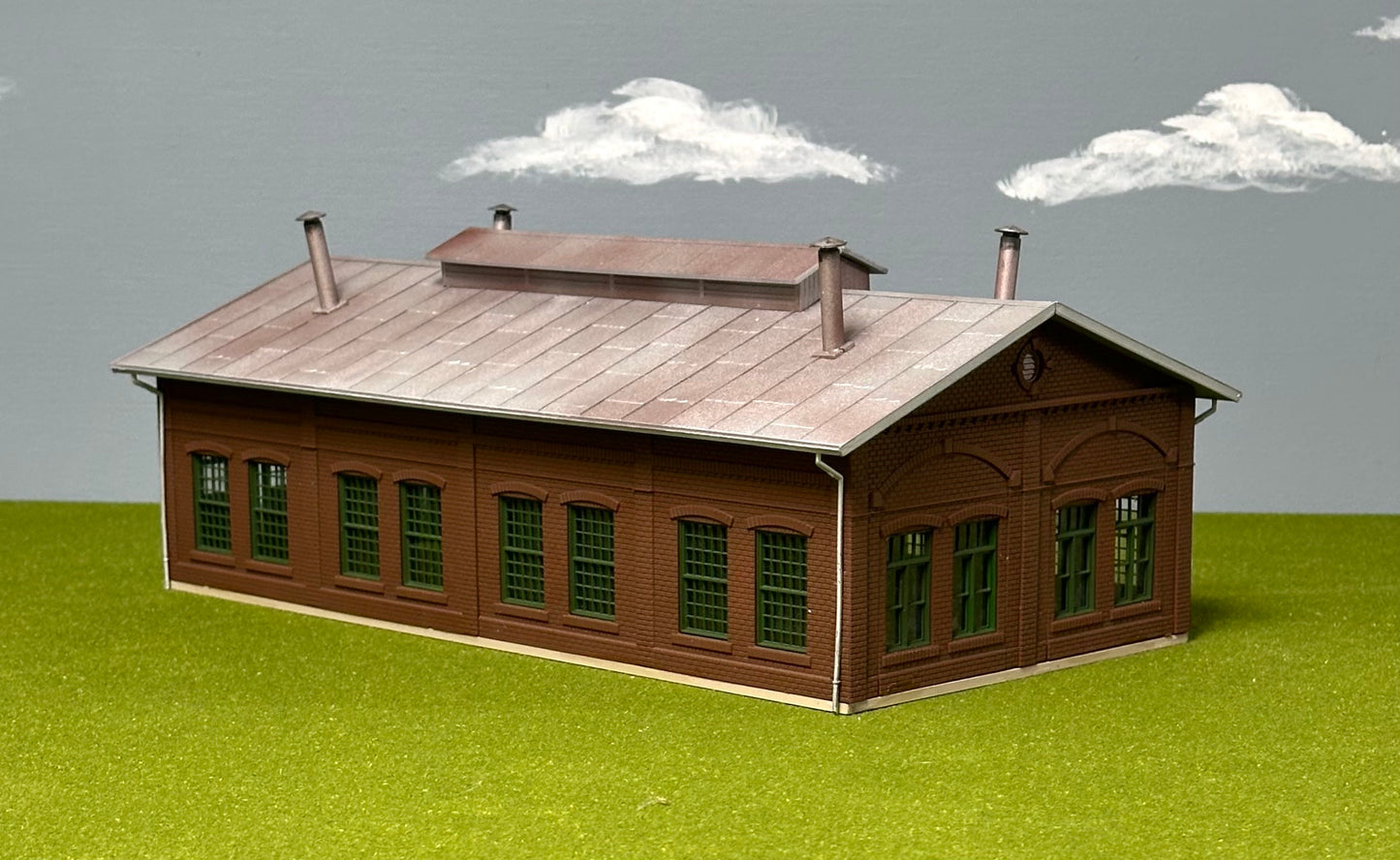 Walthers Cornerstone 933-3007 HO Scale 2-Stall Engine House Custom Painted/Weathered Fully Assembled LED Lighted