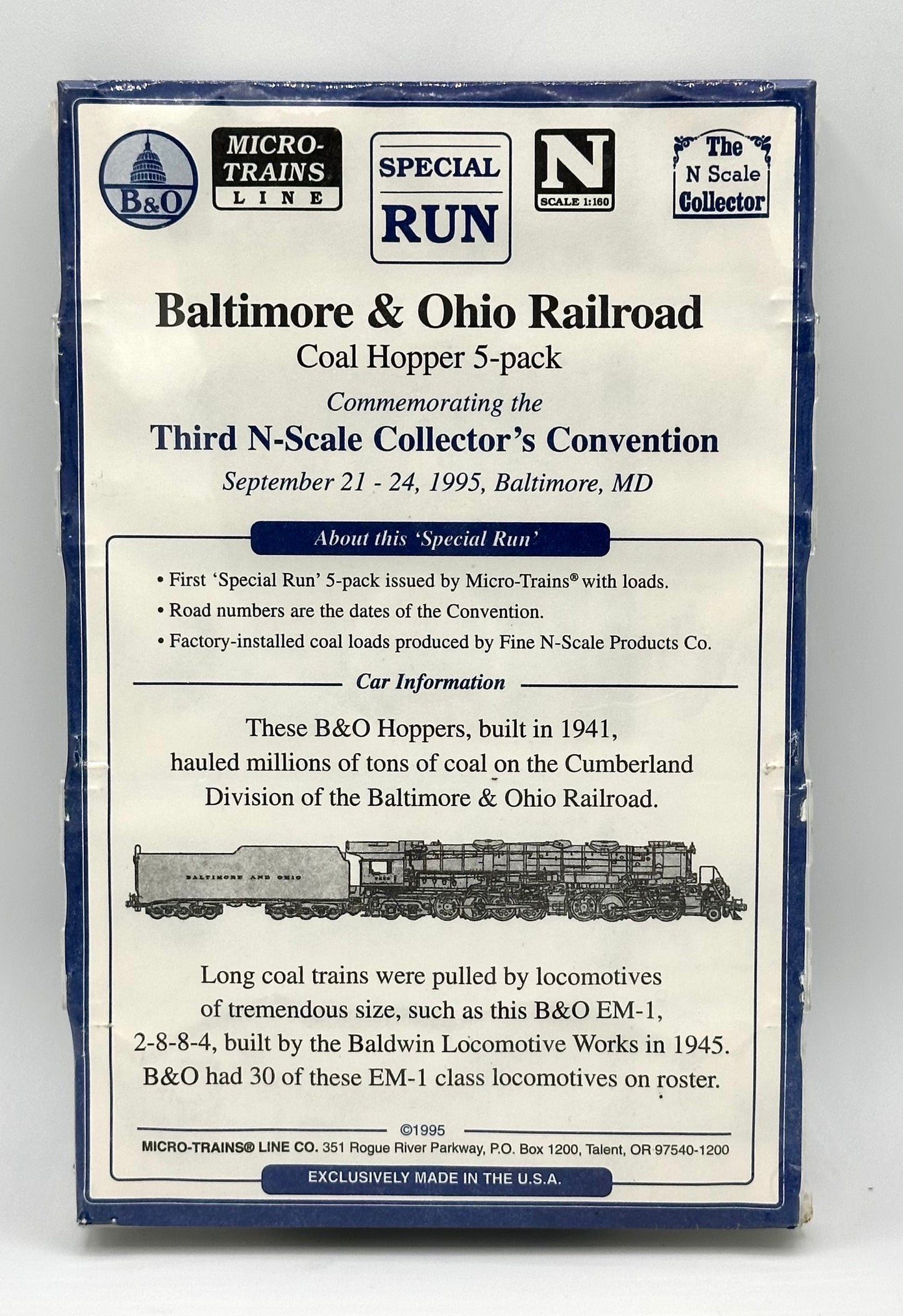 Micro Trains MTL N Scale Special RUN Baltimore &amp; Ohio Coal Hoppers w/ Load 5 Car Pack Factory Sealed
