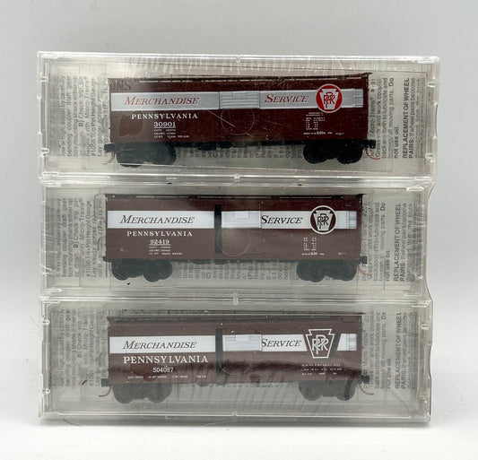 Micro Trains MTL N Scale Special RUN Pennsylvania RailRoad Merchandise Service 3 Car Pack Factory Sealed