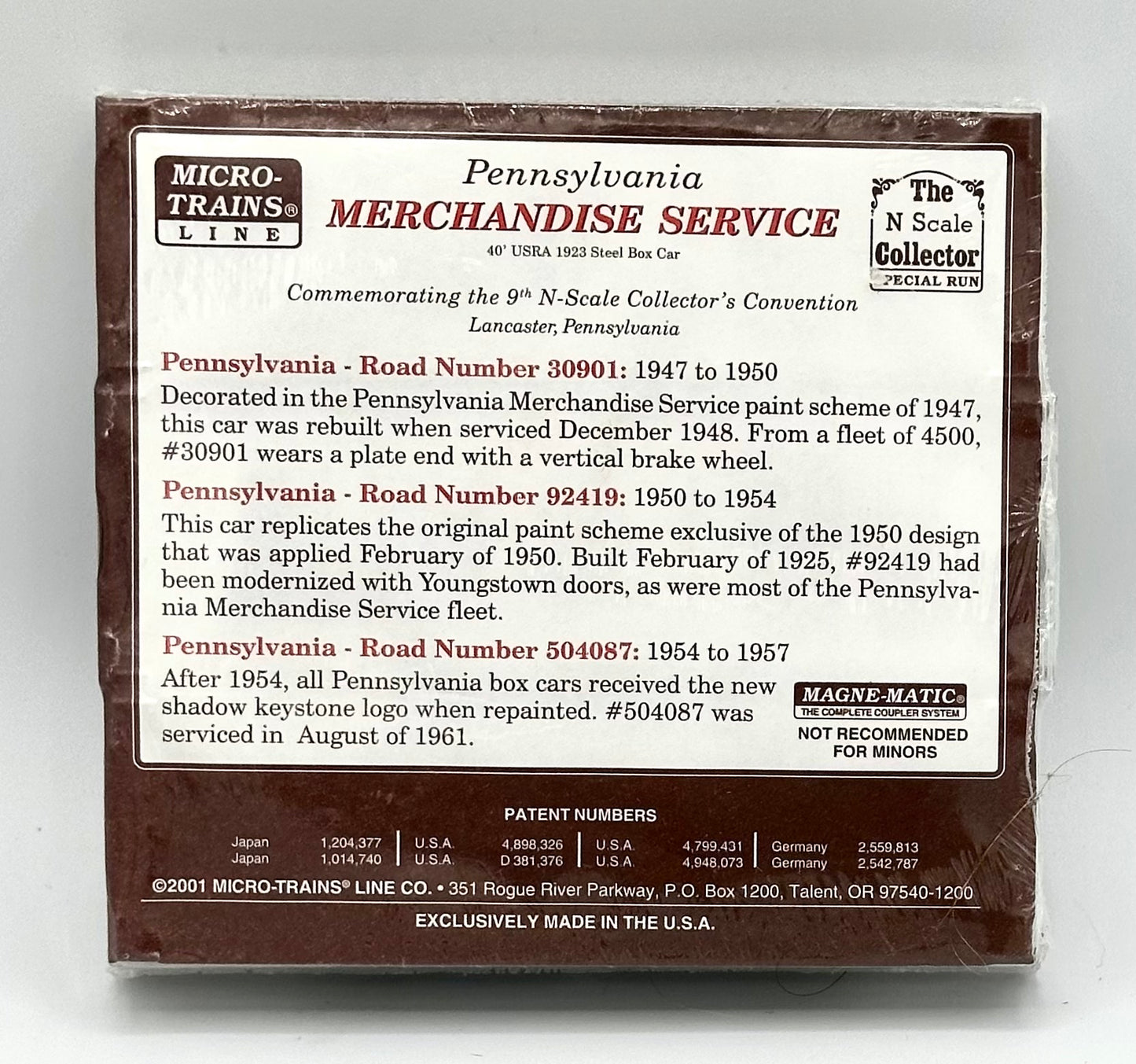 Micro Trains MTL N Scale Special RUN Pennsylvania RailRoad Merchandise Service 3 Car Pack Factory Sealed