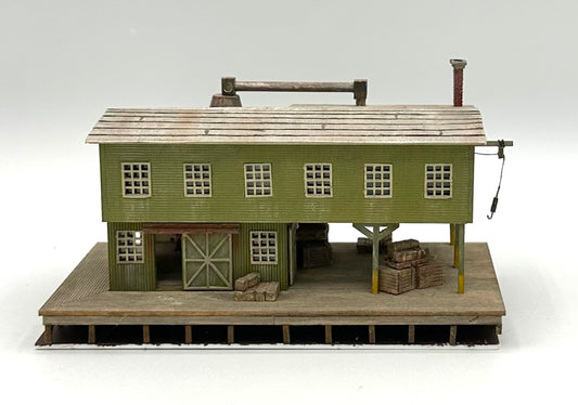 Blair Line N Scale Laser Cut Wood Custom painted/Weathered Dockside Warehouse, Fully Assembled