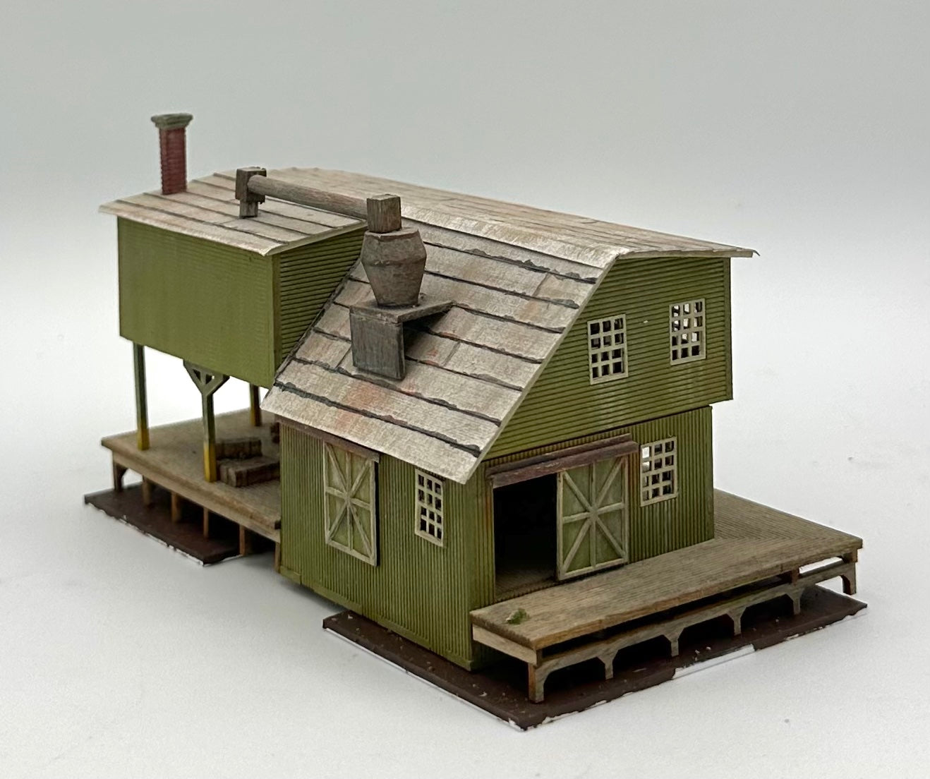 Blair Line N Scale Laser Cut Wood Custom painted/Weathered Dockside Warehouse, Fully Assembled