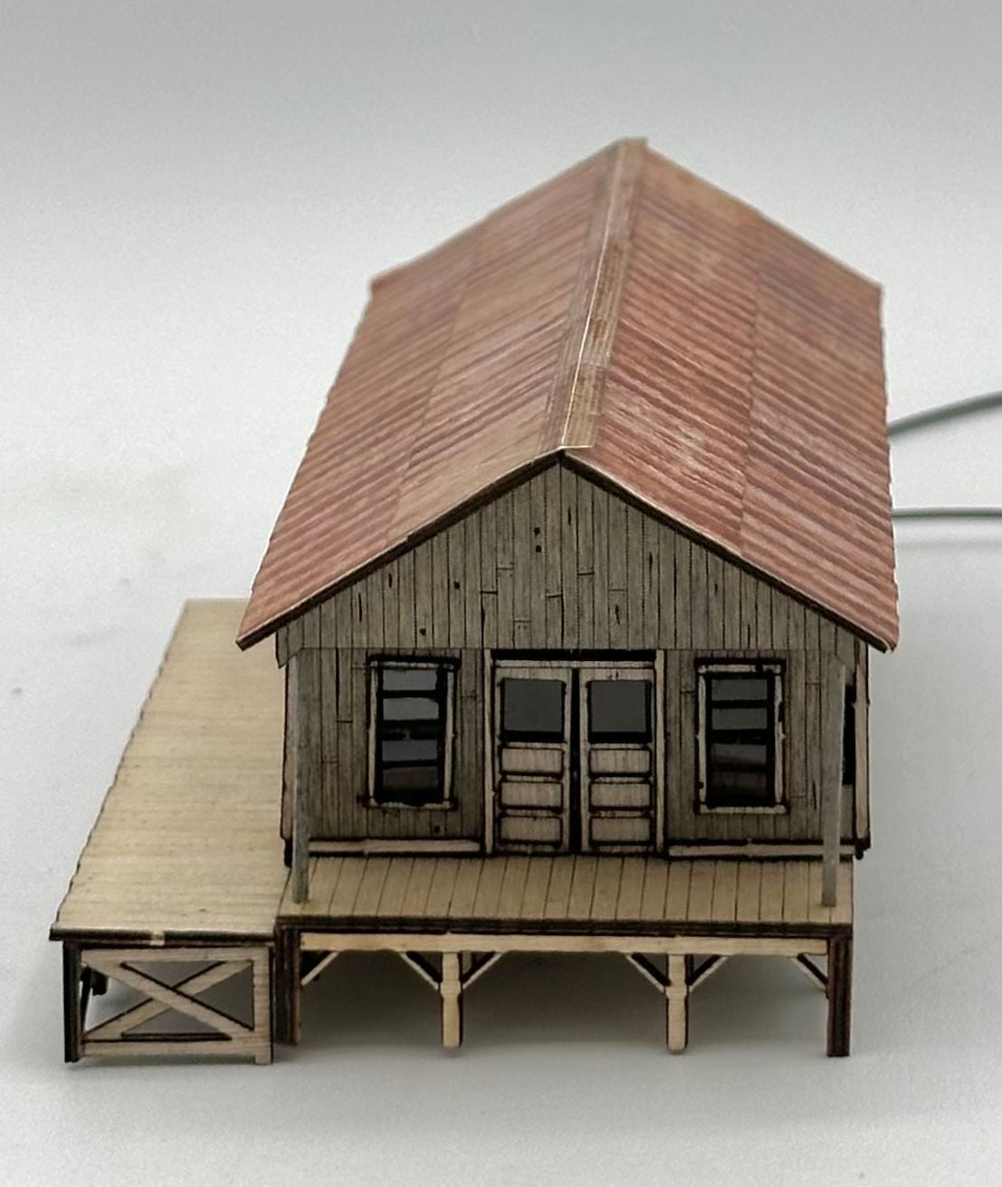 Blair Line N Scale Laser Cut Wood Custom painted Greene's Feed &amp; Seed, Lighted Fully Assembled