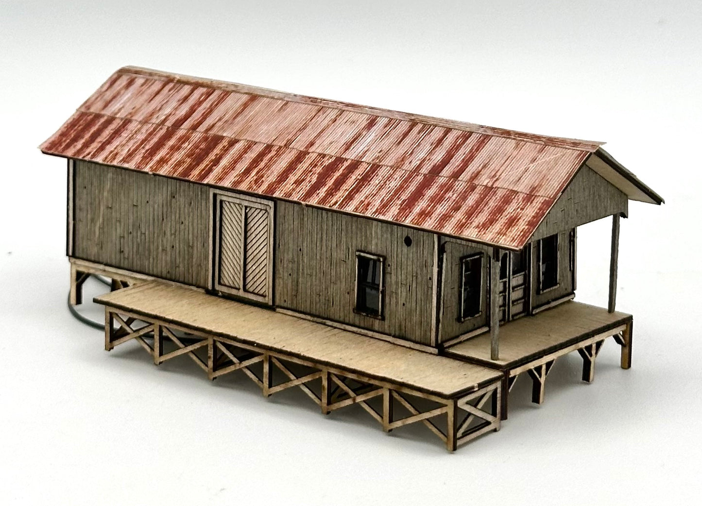 Blair Line N Scale Laser Cut Wood Custom painted Greene's Feed &amp; Seed, Lighted Fully Assembled