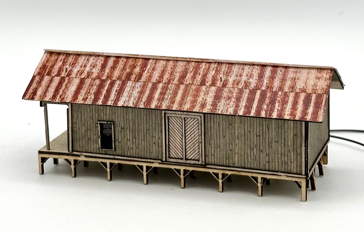 Blair Line N Scale Laser Cut Wood Custom painted Greene's Feed &amp; Seed, Lighted Fully Assembled