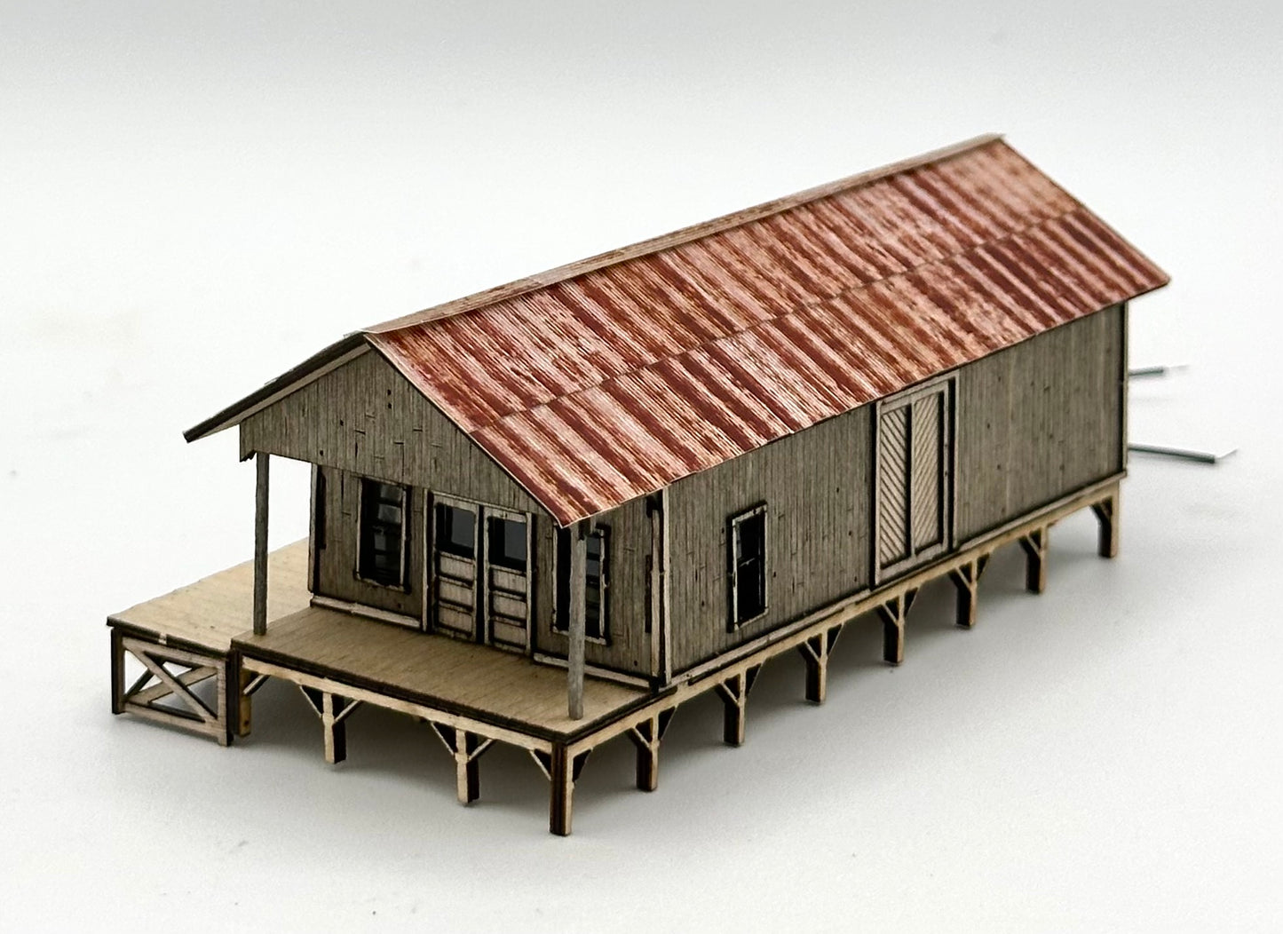 Blair Line N Scale Laser Cut Wood Custom painted Greene's Feed &amp; Seed, Lighted Fully Assembled