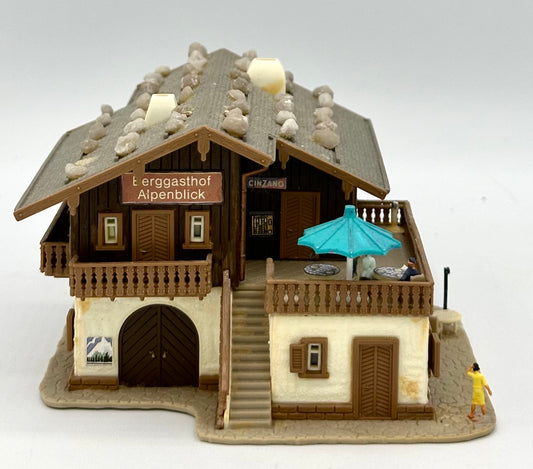 Vollmer N Scale Modern Chalet Weathered Fully assembled.3 3/4" Wide. 4 1/2" Deep. With Figures
