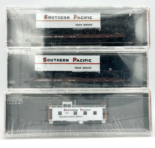 Micro Trains MTL N Scale Southern Pacific Vintage Piggyback Trailer-Flatcar Service 3 Car Pack Factory Sealed