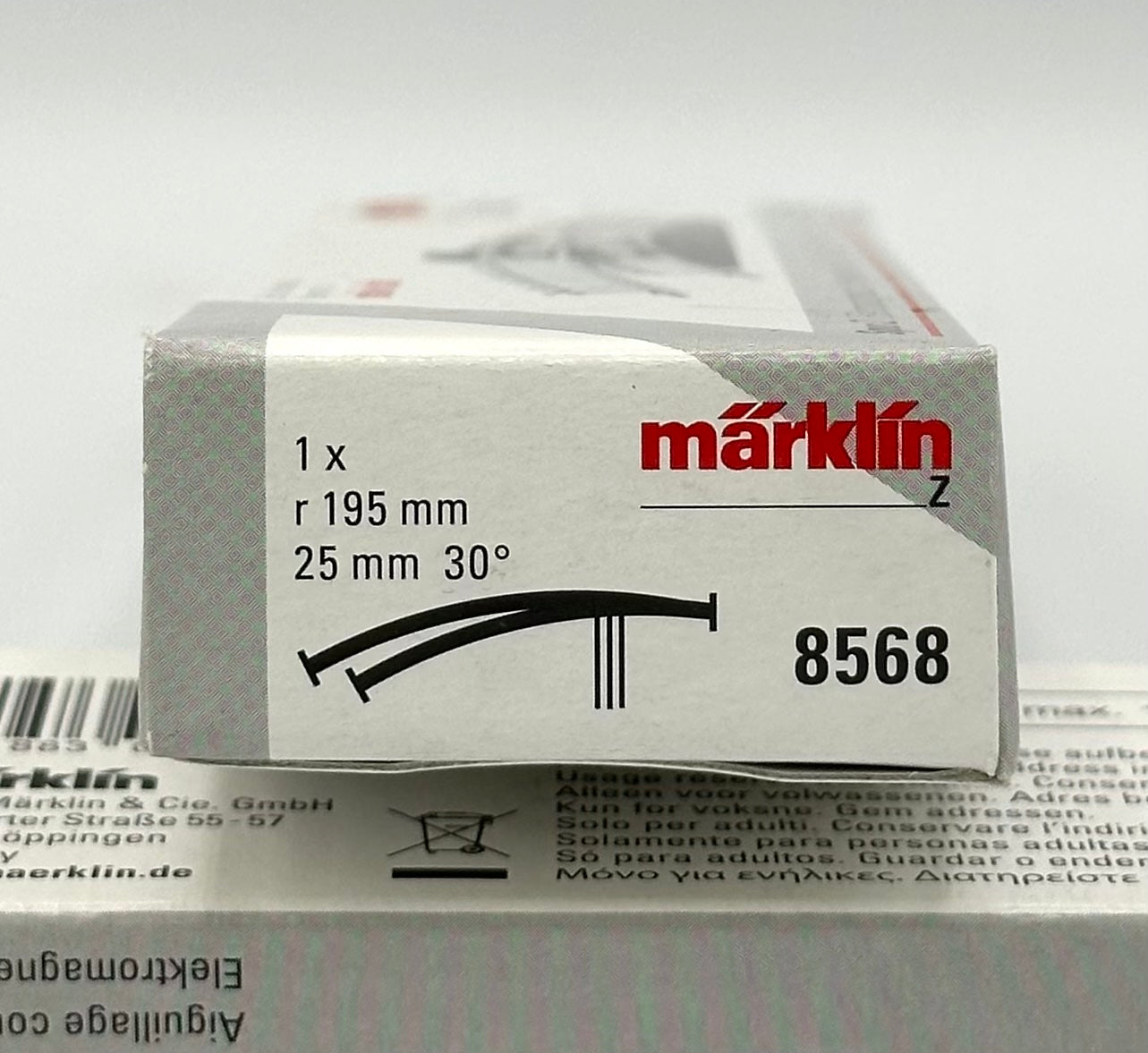 Marklin Z Scale 8568 25mm , r 195mm, 30' Electric Turnout