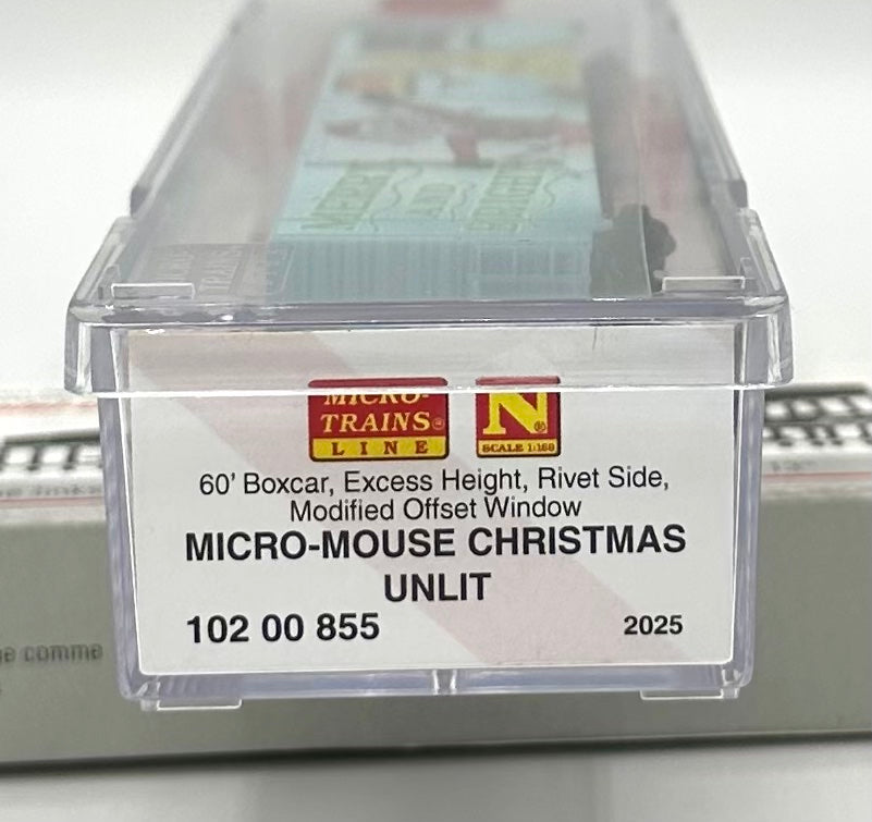 Micro Trains MTL N Scale 102 00 855 Micro Mouse 2025 Christmas Unlit Box Car