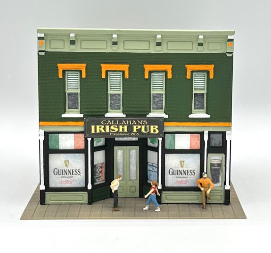 DPM HO Scale 2-Story Custom Painted "Callahan's" Irish Pub/Bar Fully Assembled. Lighted