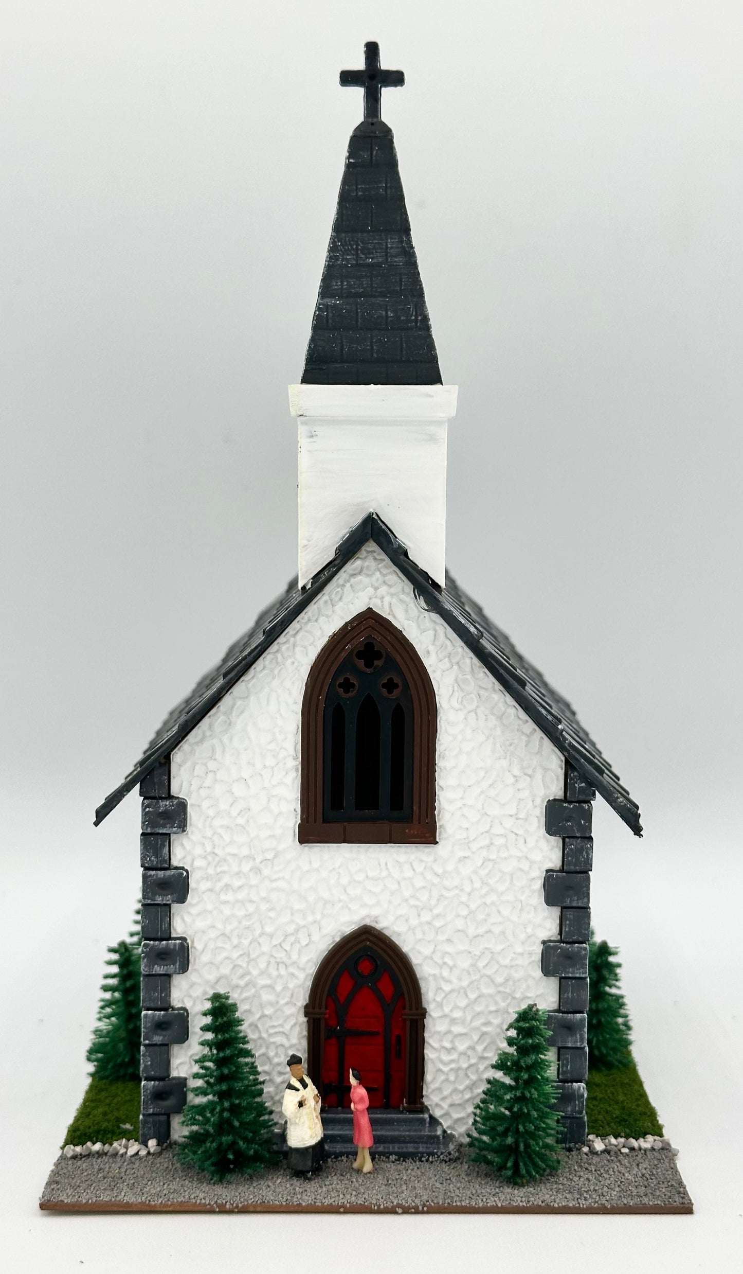 Bachmann HO Scale 49-2576 CustomPainted/Weathered Country Church Lighted