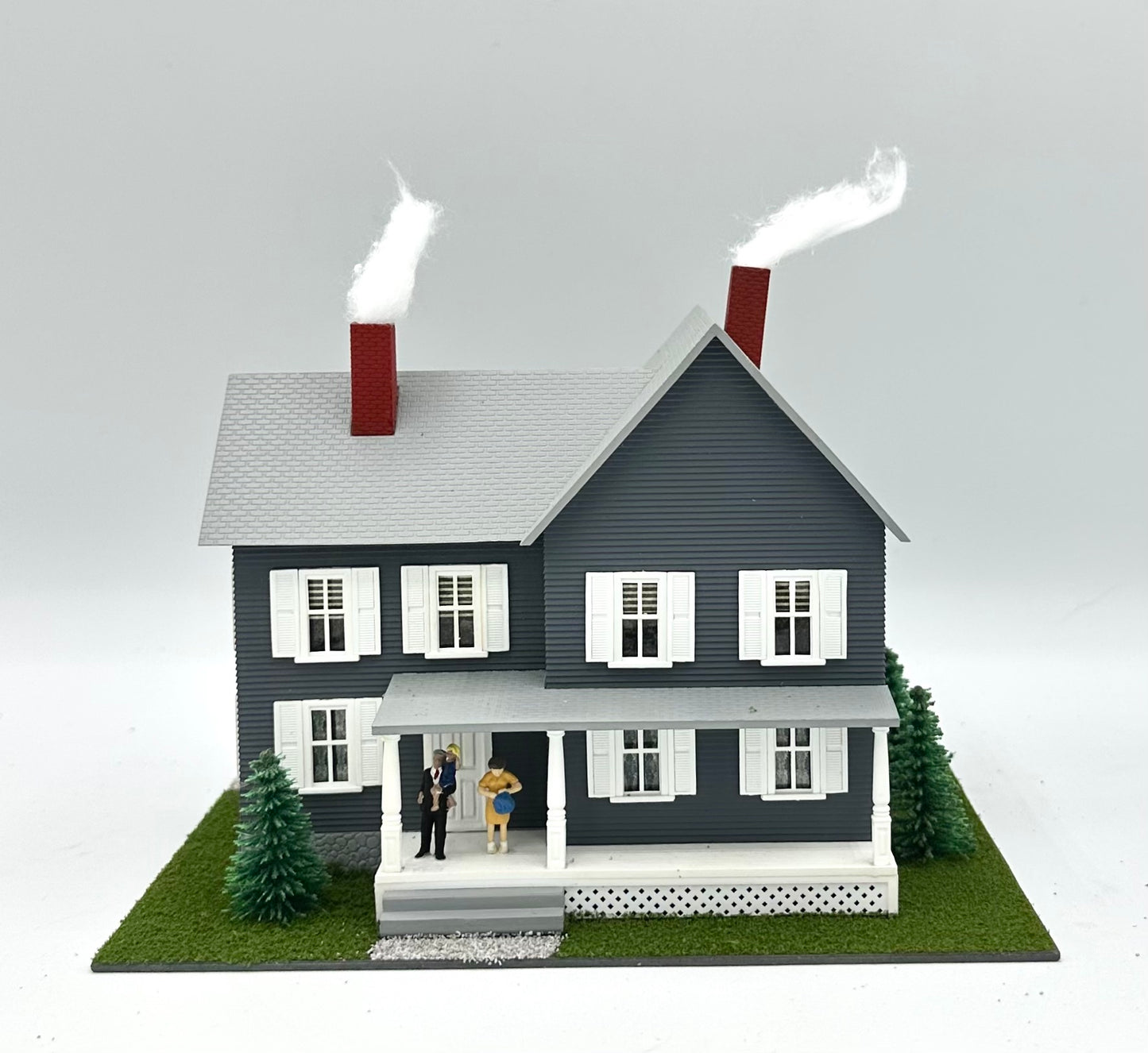 Kibri HO Scale Custom Built/Painted Modern 2-Story Family Home Diorama