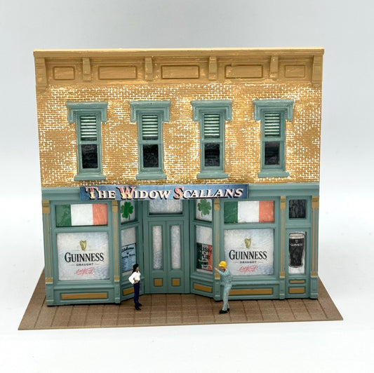 DPM HO Scale 2-Story Custom Painted "The Widow Scallans" Irish Pub/Bar Fully Assembled. Lighted