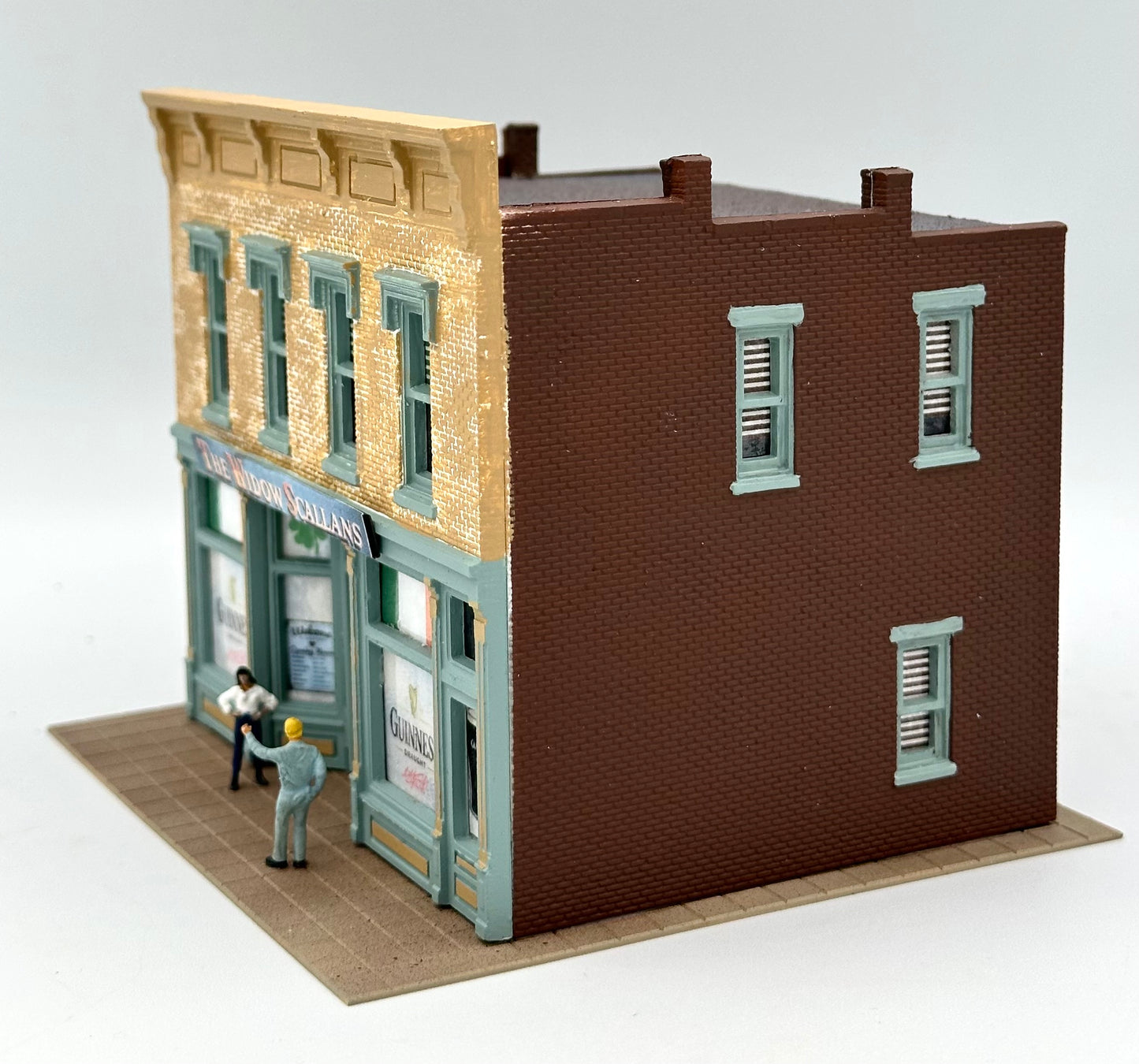 DPM HO Scale 2-Story Custom Painted "The Widow Scallans" Irish Pub/Bar Fully Assembled. Lighted