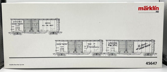 Marklin 45647 HO Scale Union Pacific Double Door3 Box Car Set