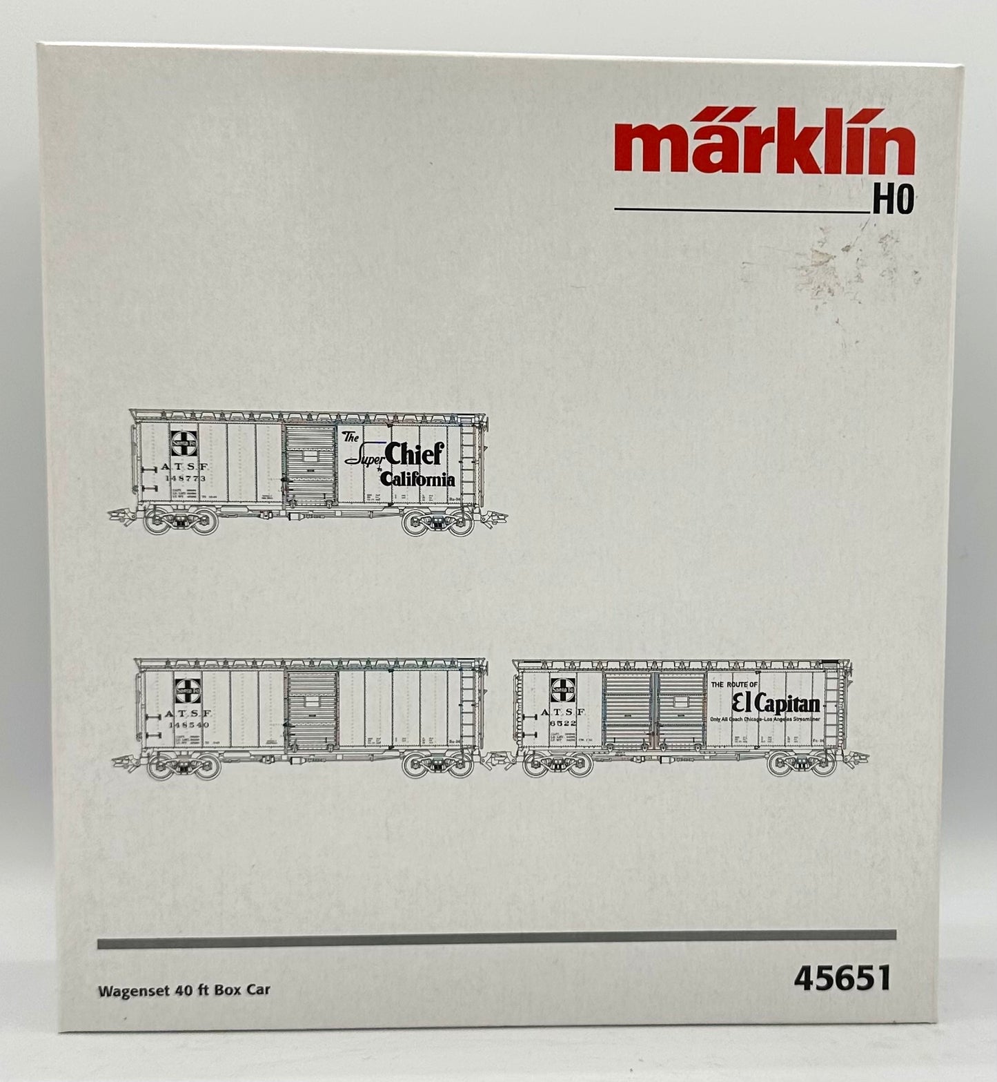 Marklin 45651 HO Scale A.T.S.F. 40ft. Single Door 3 Box Car Set