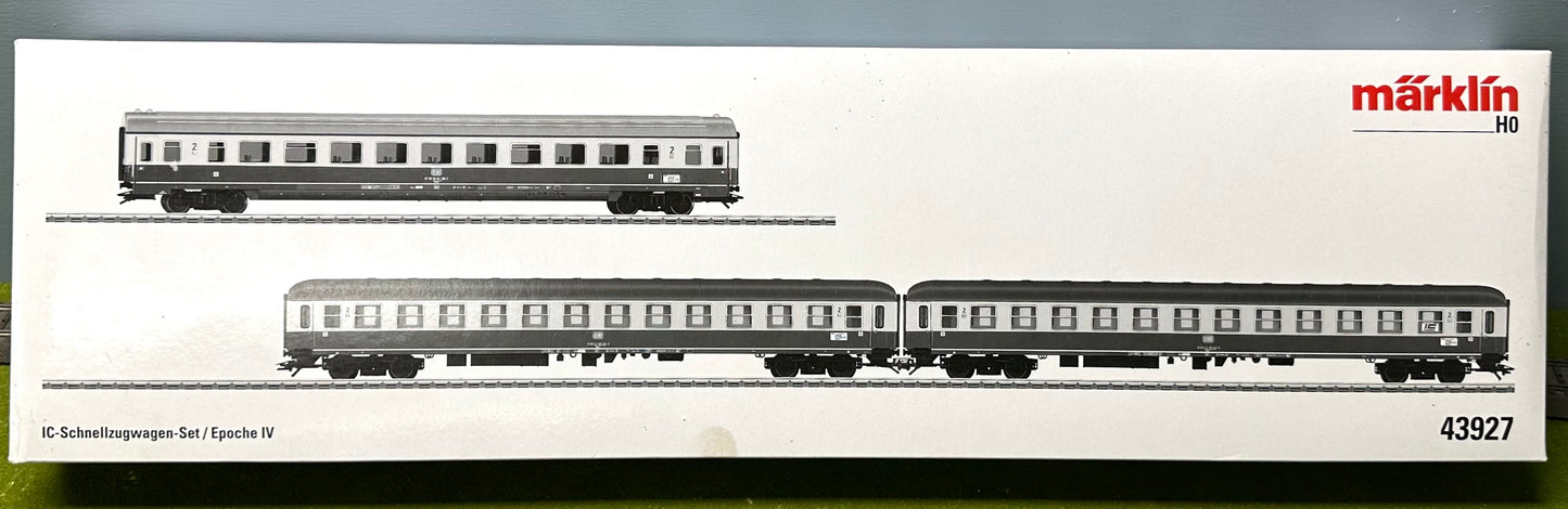 Marklin 43927 HO Scale IC Express Train Passenger Car 3pc Set Epoche IV