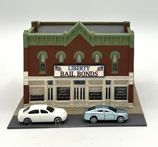 Woodland Scenics N Scale Custom Painted, "Liberty Bail Bonds ",Window treatments