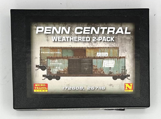 Micro Trains MTL 993 05 840 N Scale Penn Central Weathered 2 Car Pack,