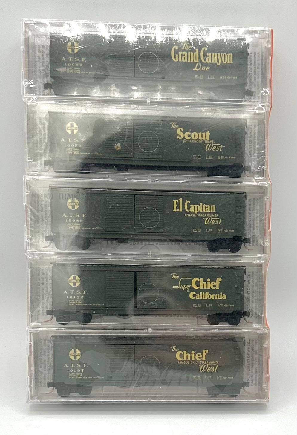 Micro-Trains N Scale Atchison, Topeka & Santa Fe, Slogan Series 5 car Pack