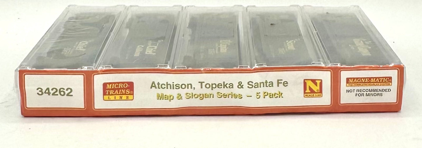 Micro-Trains N Scale Atchison, Topeka & Santa Fe, Slogan Series 5 car Pack