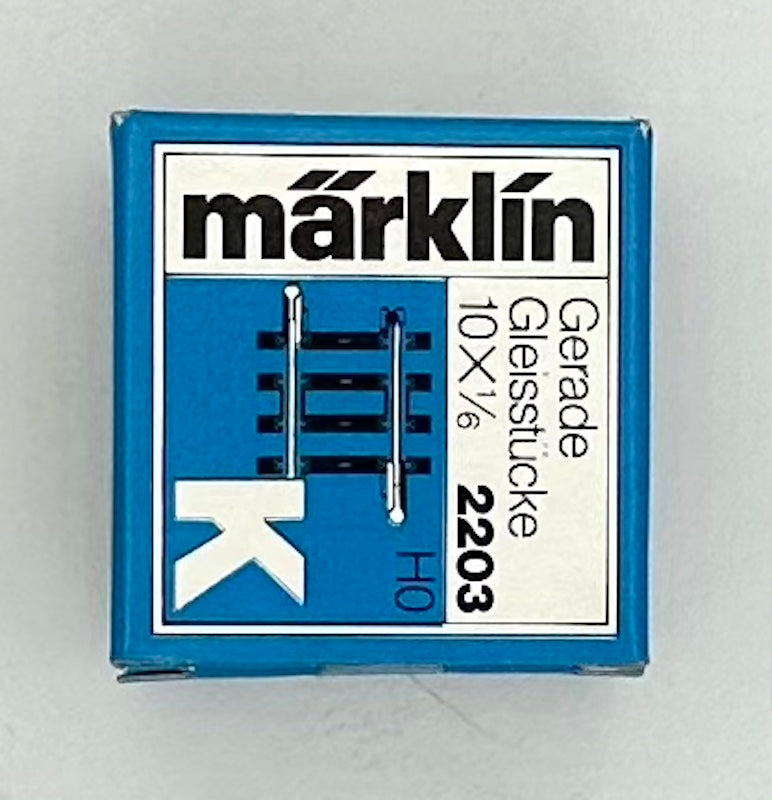 Marklin 2203 HO K-Track 3-Rail Straight Track 1 3/16" 3mm  10pc pack
