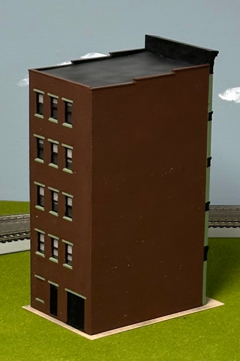 City Classics HO Scale Custom Painted 5-Story Art Deco Building "Station St. House" Street Figures Lighted