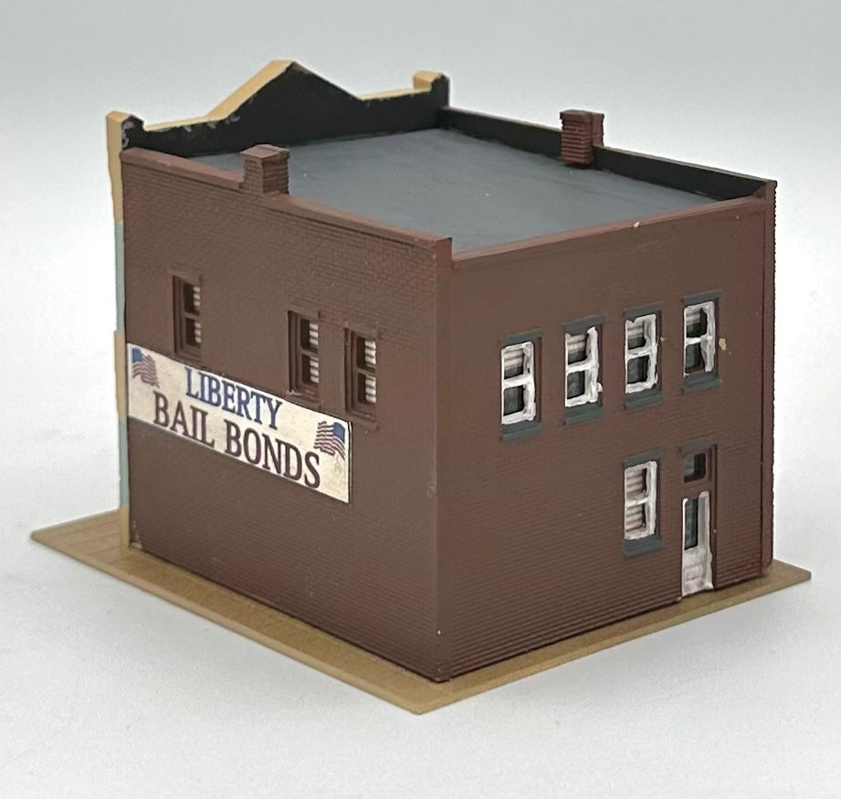 Woodland Scenics N Scale Custom Painted, "Liberty Bail Bonds ",Window treatments