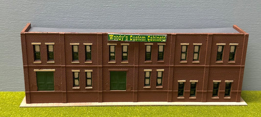 DPM N Scale Custom Built/Painted 2 Story Backdrop Narrow Warehouse Lighted