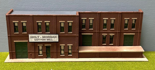 DPM N Scale Custom Built/Painted"Holt & Morgan" Backdrop Narrow Warehouse Lighted