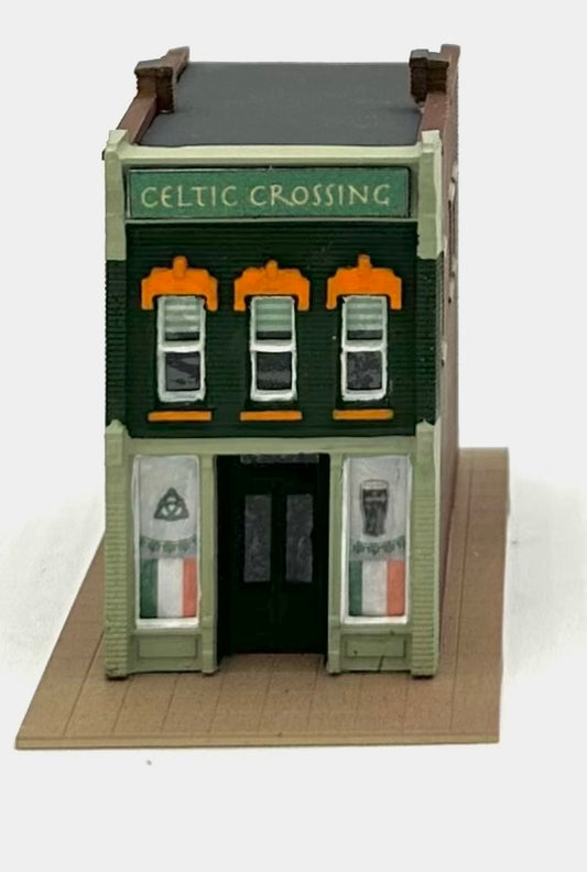 DPM N Scale Custom Painted 2 Story Building "Celtic Crossing" Irish Bar/Pub