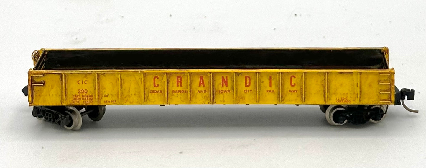 N Scale CRANDIC Weathered Gondola Conversion Car , Rapido to MTL Knuckle Coupler