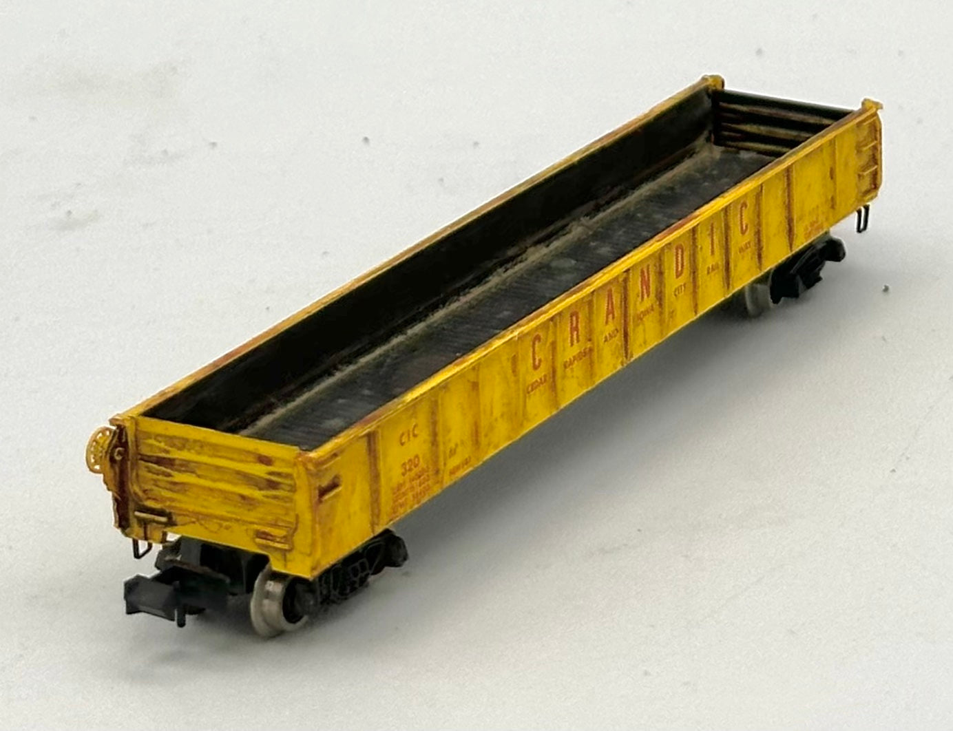 N Scale CRANDIC Weathered Gondola Conversion Car , Rapido to MTL Knuckle Coupler