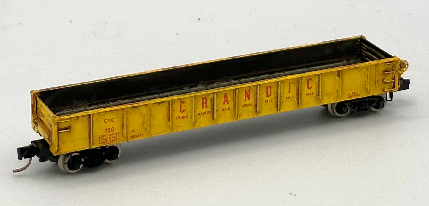 N Scale CRANDIC Weathered Gondola Conversion Car , Rapido to MTL Knuckle Coupler
