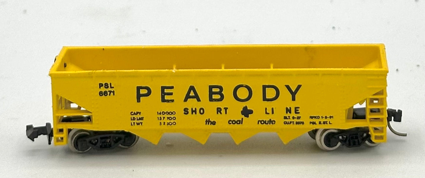 N Scale Peabody Open Hopper Conversion Car , Rapido to MTL Knuckle Coupler
